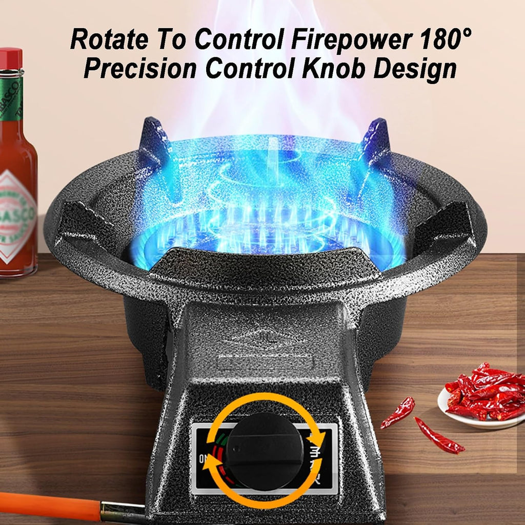 Gas Stove 1 Burner,7KW Liquefied Gas Stove,Black Cast Iron Pot Rack with Knob Gas Stove,Energy Saving and Gas Saving,for Home Commercial