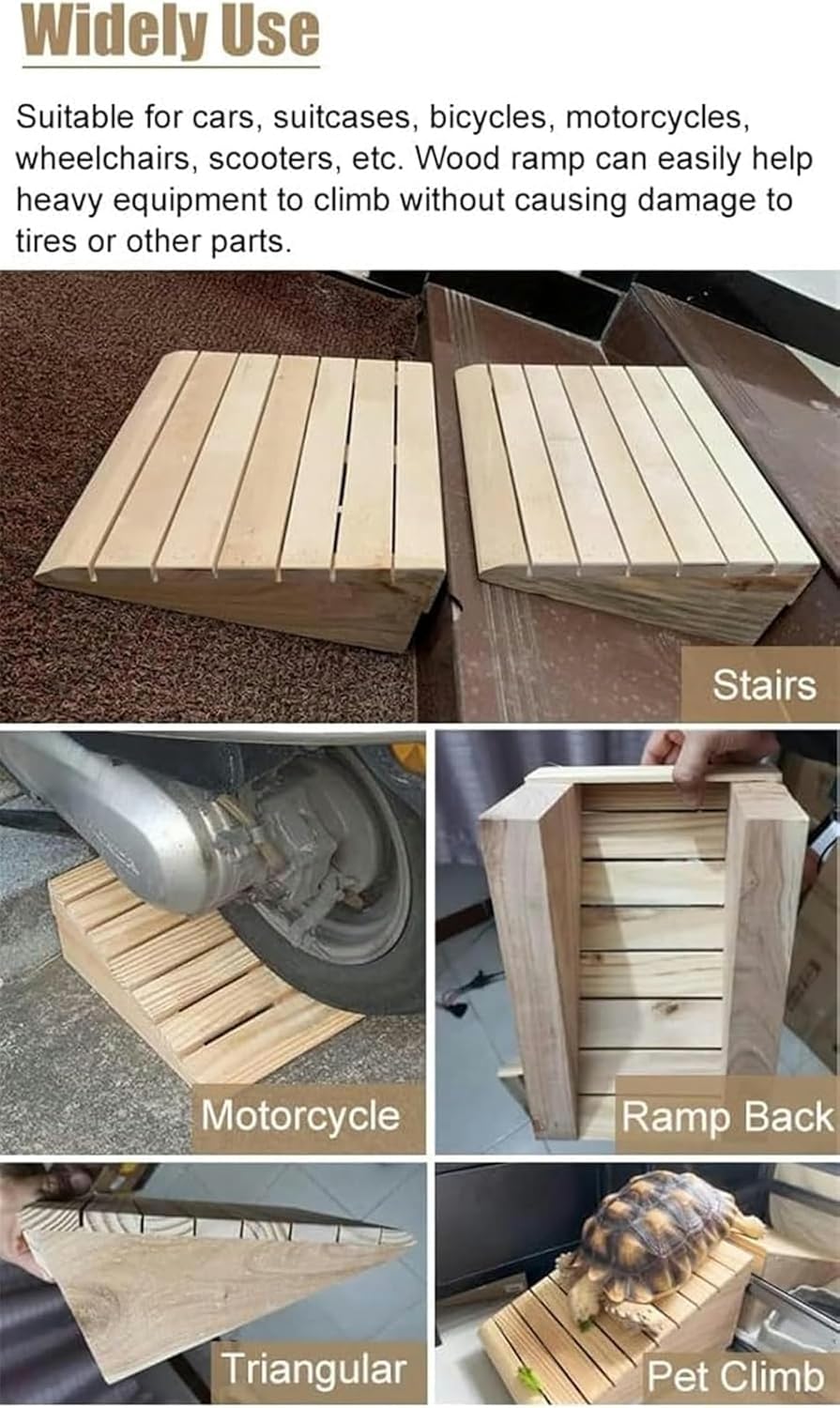 Threshold Ramp, 3 4 5 6 7 8 Inch Rise Wooden Threshold Ramps for Doorways, Non Slip Durable Entry Ramp for Indoor Outdoor Home Step/Sheds Doors
