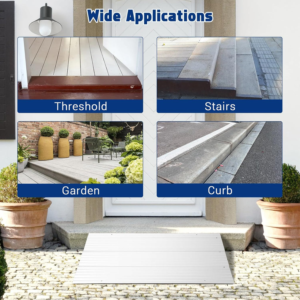 3' Rise Door Threshold Ramp,Aluminum Alloy Entry Ramp for Wheelchair Scooters Power Chairs Walkers