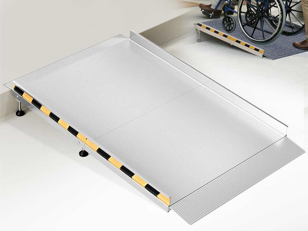 Aluminum Wheelchair Ramp for Doorways and Home Steps, 60' x 36', Adjustable for 3.3' to 9.2' Rise, 1000 lb Capacity, Non-Slip Surface, Foldable Design, for Single-Step Curb Entryways