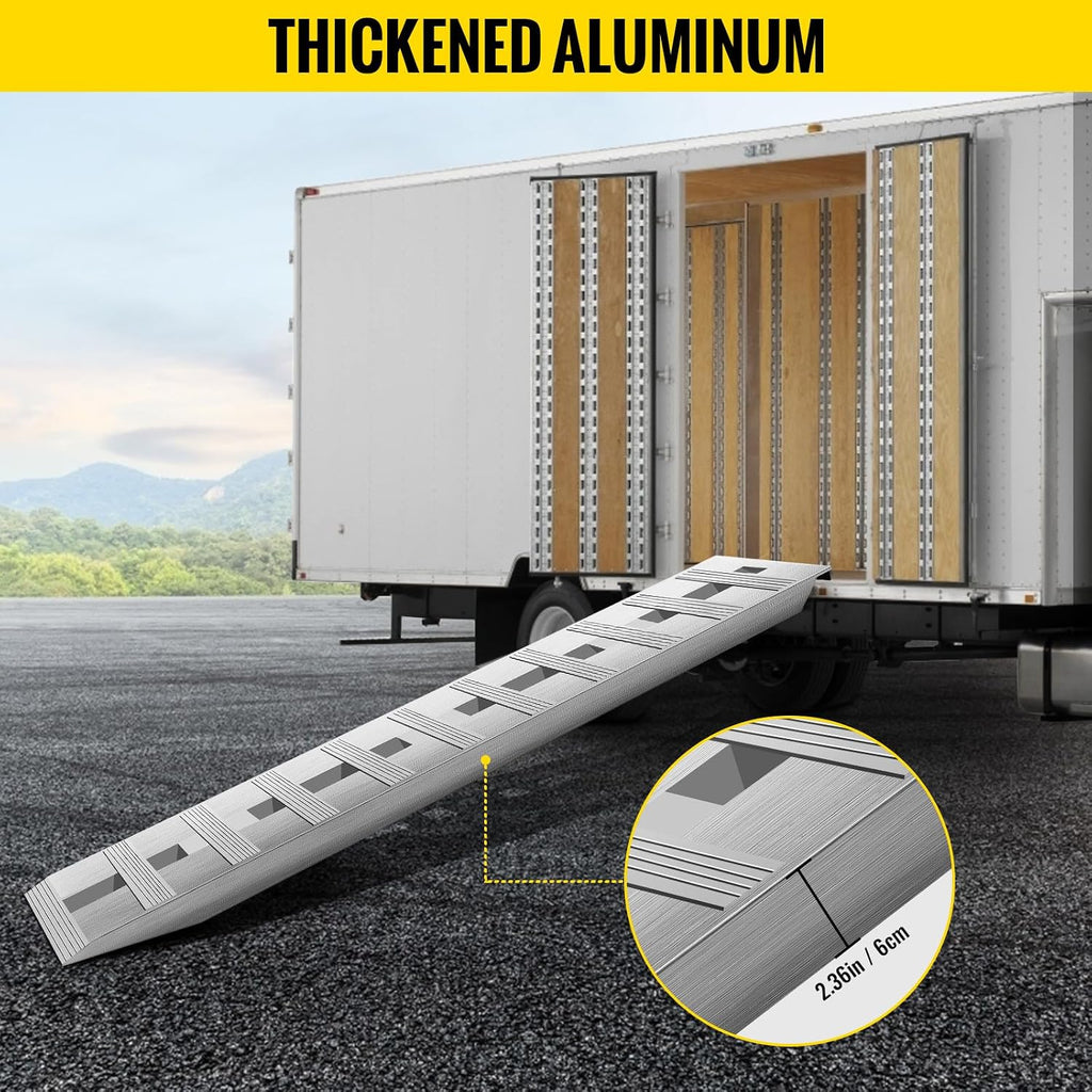 VEVOR Aluminum Ramps, 6000 lbs, Heavy-Duty Ramps with Top Hook Attaching End, Universal Loading Ramp for Motorcycle, Tractor, ATV/UTV, Trucks, Lawn Mower, 60' L x 12' W, 2Pcs