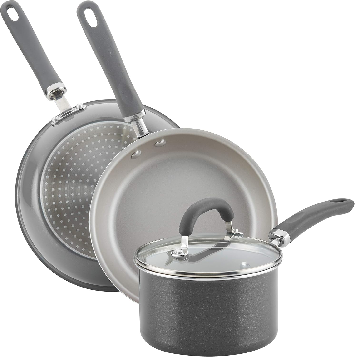 Rachael Ray Create Delicious Nonstick Cookware Pots and Pans Set, 13 Piece, Gray Shimmer