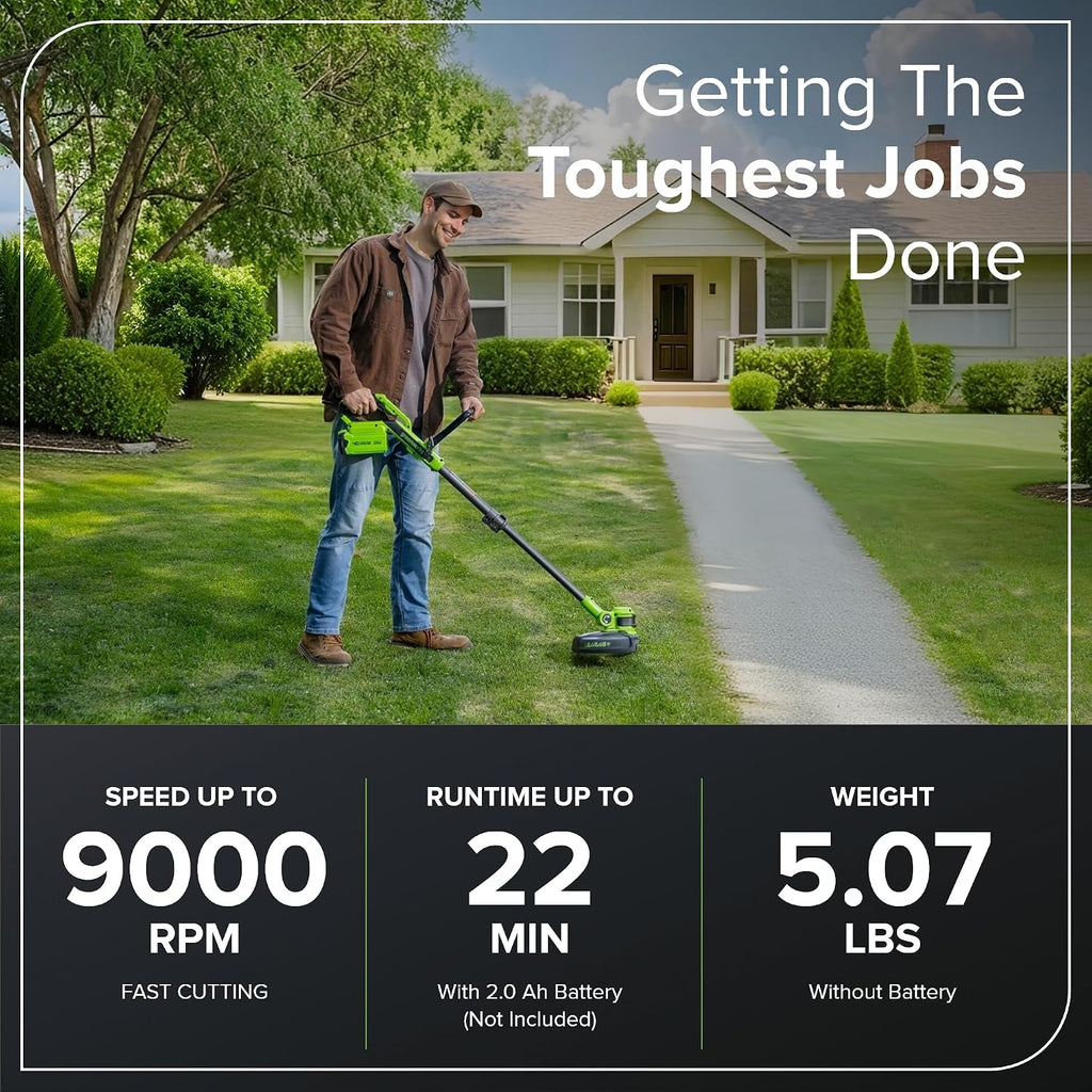 Greenworks 40V 13' 2-in-1 Cordless String Trimmer/Edger, Auto Feed Line, Rotating Head, Lightweight Weed Wacker, 20 Plastic Blades + Blade Cover, Battery Sold Separately