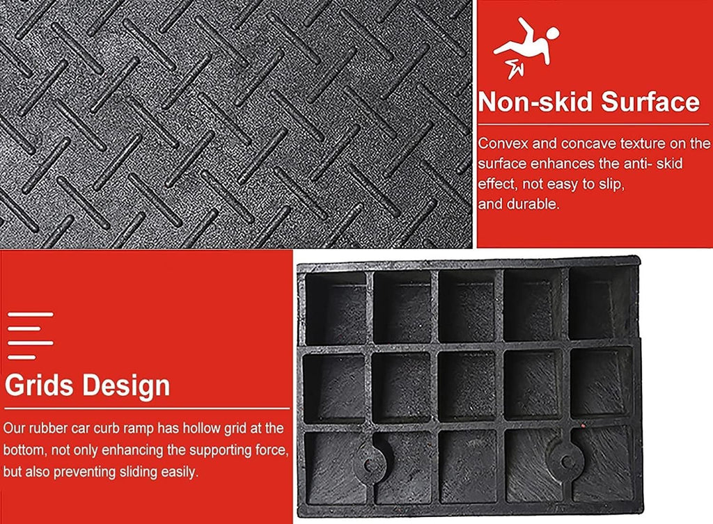 Heavy Duty Curbs Ramp for Stairs Scooters Wheelchair Threshold Ramps, Strong Solid Rubber Ramp 5 in/ 6 in/ 7 in/ 8 in Rise, Home Garage Driveway Ramp(16cm/6.3in Rise) (2)