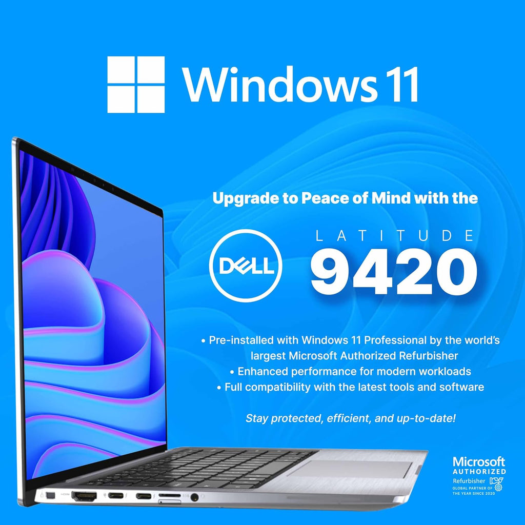 Dell Latitude 9420 Laptop | 14' FHD LCD | Intel Core i7 11th Gen | 16GB RAM | 512GB SSD | Backlit Keyboard | Webcam | WiFi | Windows 11 Pro | Business Ultrabook Computer (Renewed)
