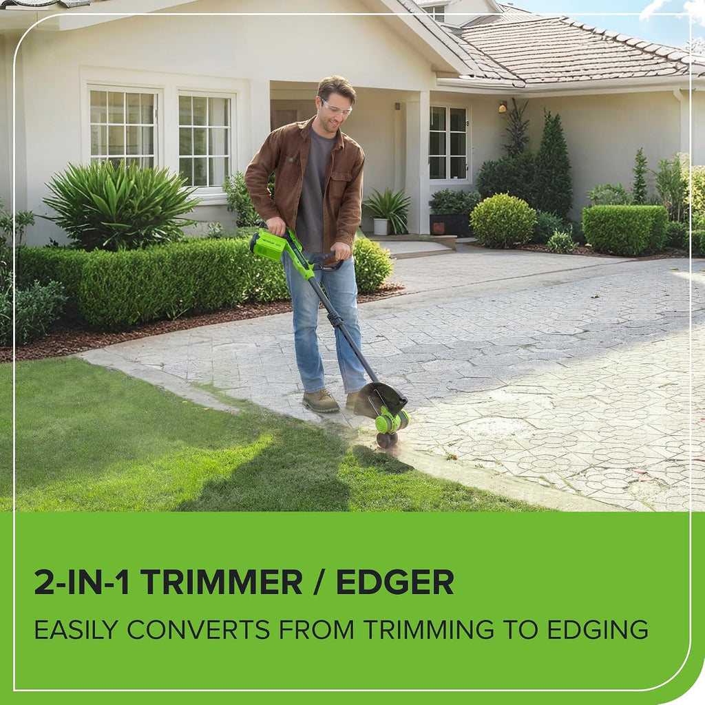 Greenworks 40V 13' Cordless String Trimmer/Weed Wacker + Edger (Includes 20 Blades), 2.0Ah Battery and Charger Included