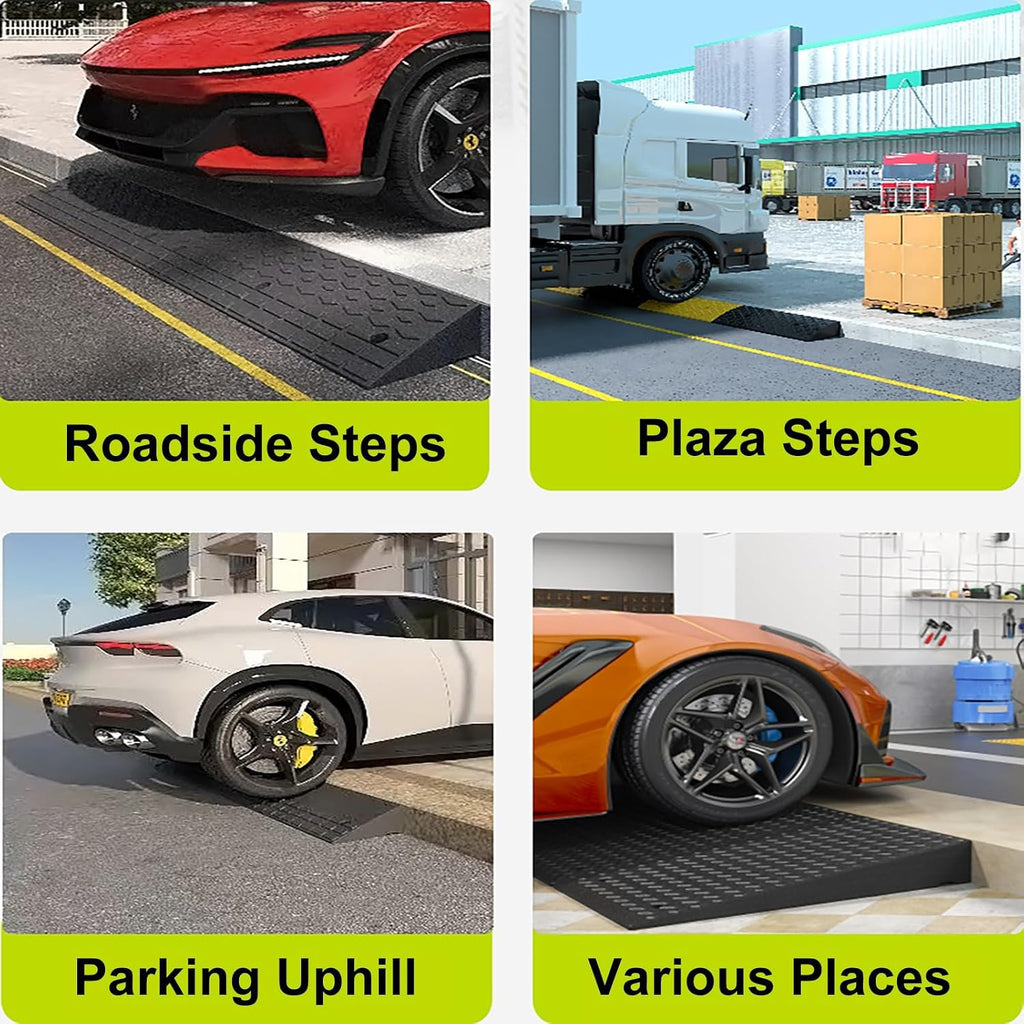 Curb Ramp Threshold Ramp Driveway Curb Ramps Rubber Kerb Ramp Non-Slip Threshold Ramp for Doorway Sidewalk Car Bike Motorcycle Scooter Wheelchair(11cm/4.3in)