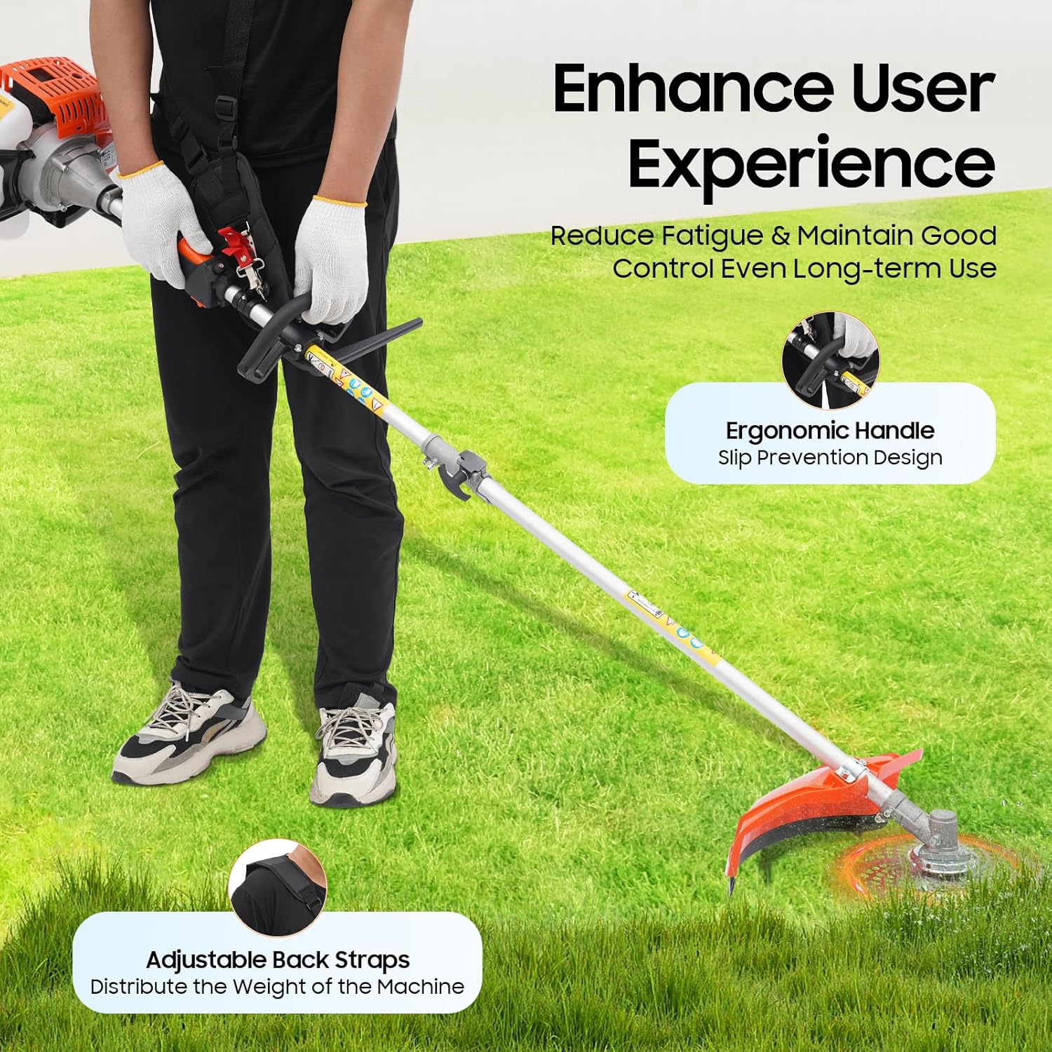2026 New 52CC 2-Stroke Gas Weed Wacker, 5-in-1 Multi-Functional Lawn Mower Garden Hedge Trimmer String Trimmer Pole Chainsaw with Extension Pole, Weed Eater for Grass and Bush