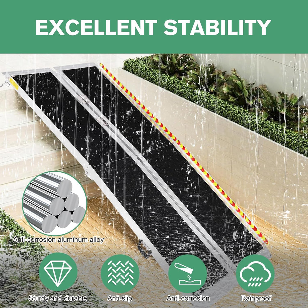 Generic Door Threshold Wheelchair Ramp Folding Aluminum Threshold Ramp Wheel Chair Ramp for Home Steps Stairs Entry Threshold Doorways