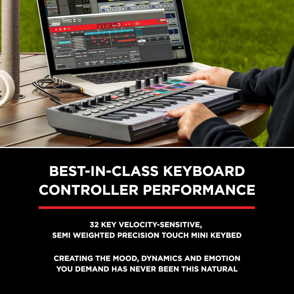 M-Audio Oxygen Pro Mini 32 Key USB MIDI Keyboard Controller with Beat Pads and HDH40 Over Ear Studio Headphones