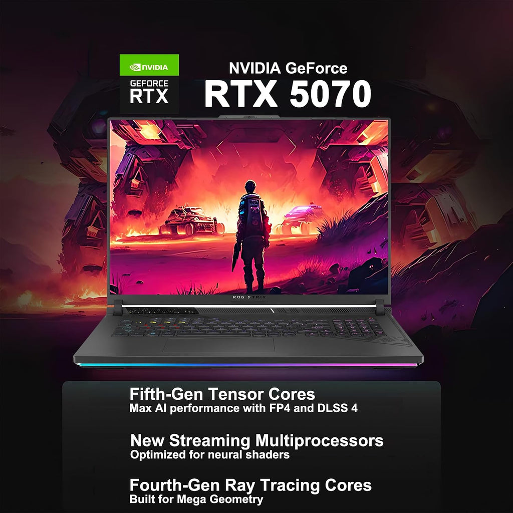 ASUS ROG Strix G18 G814 Gaming Laptop 18' 2.5k (2560x1600) 240Hz (100% DCI-P3, 3ms) AMD 16-core Ryzen 9 9955HX (>i9-14900HX) 32GB DDR5 1TB SSD GeForce RTX 5070 RGB Backlit WiFi6E Win11 ICP Hub