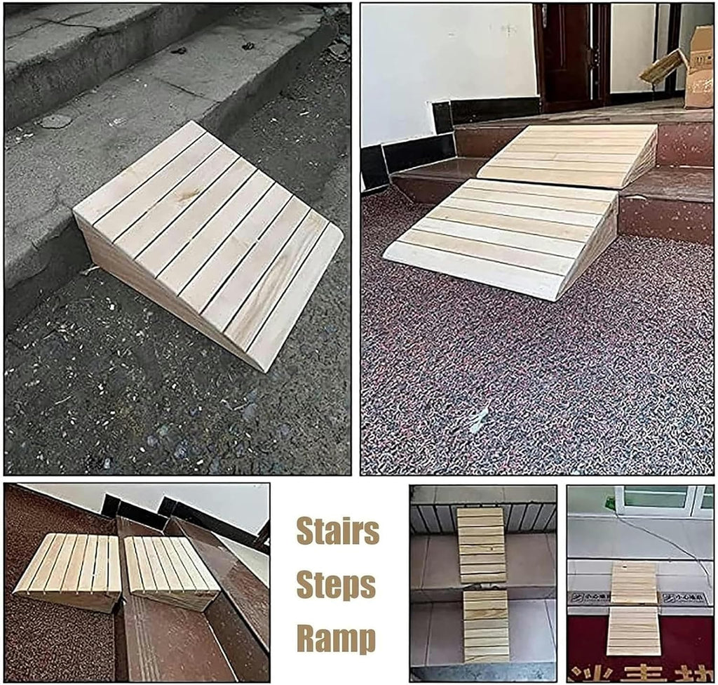 Threshold Ramp, 3 4 5 6 7 8 Inch Rise Wooden Threshold Ramps for Doorways, Non Slip Durable Entry Ramp for Indoor Outdoor Home Step/Sheds Doors