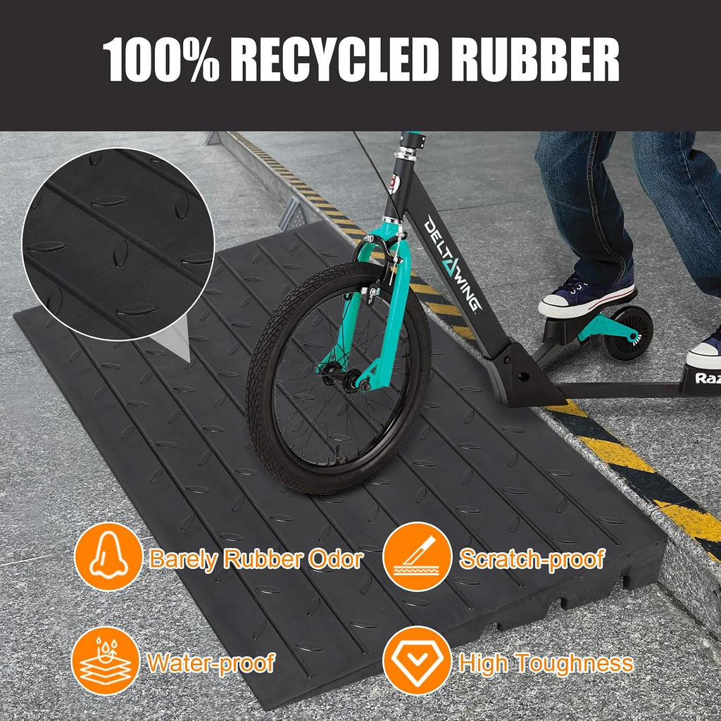 Rubber Threshold Ramp, 3' Ramp for Wheelchair, Scooter, 3 Channels Doorway Ramp, Wheelchair Ramp, Handicap Ramps for Home Entry, Driveway, Curbs, Steps with Slip-Resistant Surface, 2500 Lbs Capacity
