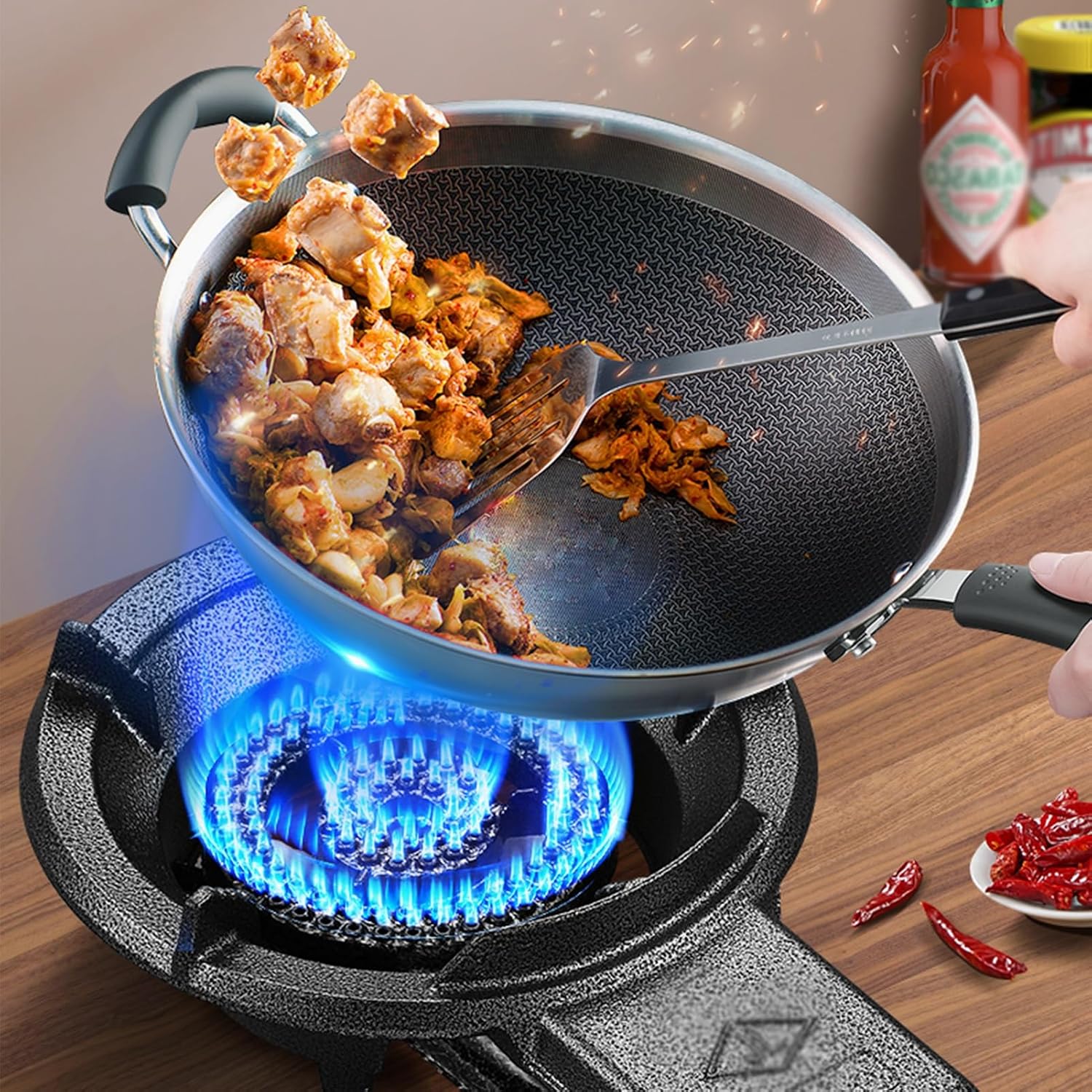 Gas Stove 1 Burner,7KW Liquefied Gas Stove,Black Cast Iron Pot Rack with Knob Gas Stove,Energy Saving and Gas Saving,for Home Commercial