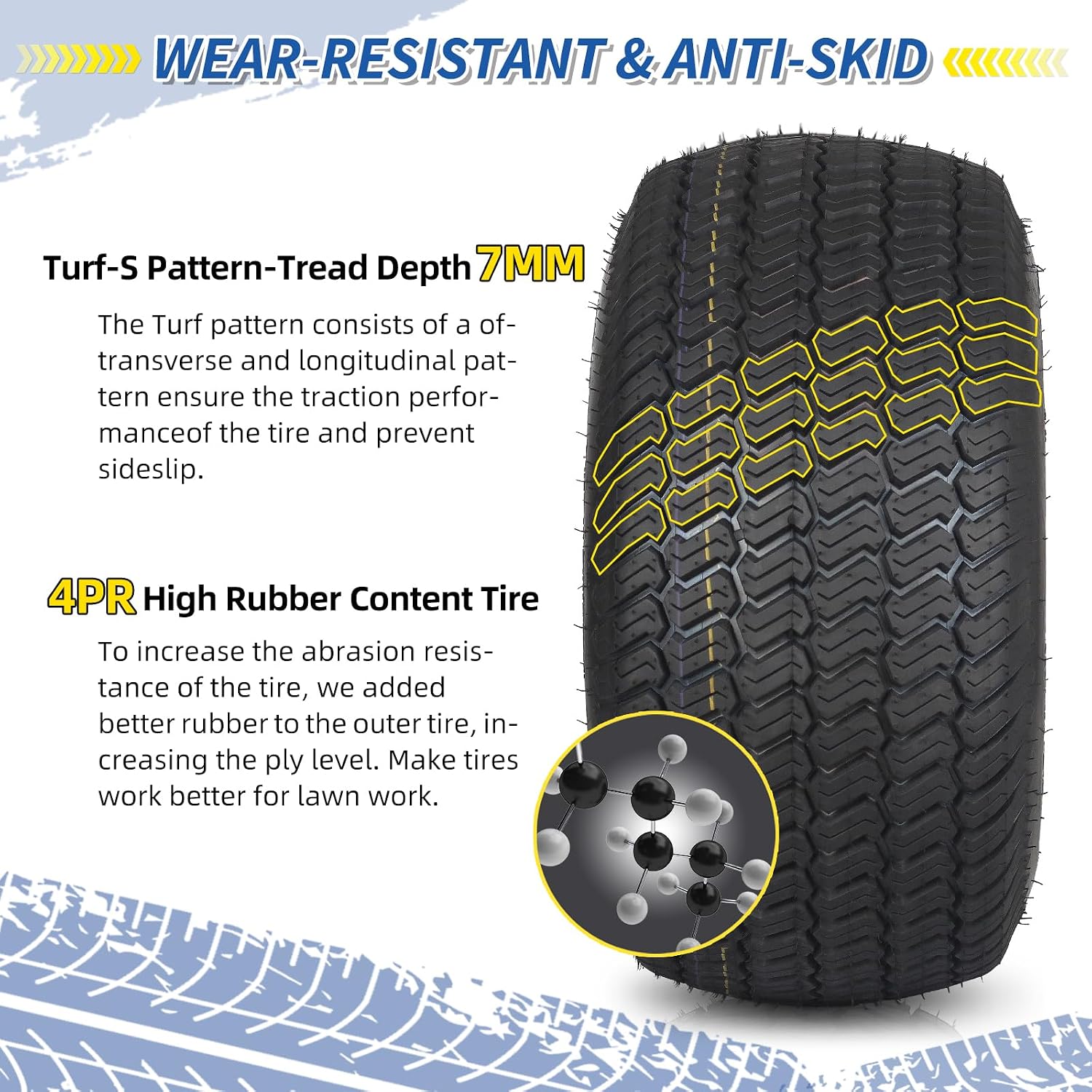 GICOOL 20x10.00-8 Lawn Mower Tire and Wheel, 3/4' Borehole, and 3/16' Keyway, 3.5' Offset Hub, 4 Ply Tubeless Tire, Replacement 20x10-8nhs Riding Lawn Mower and Tractor Rear Tire and Wheel Assemblies