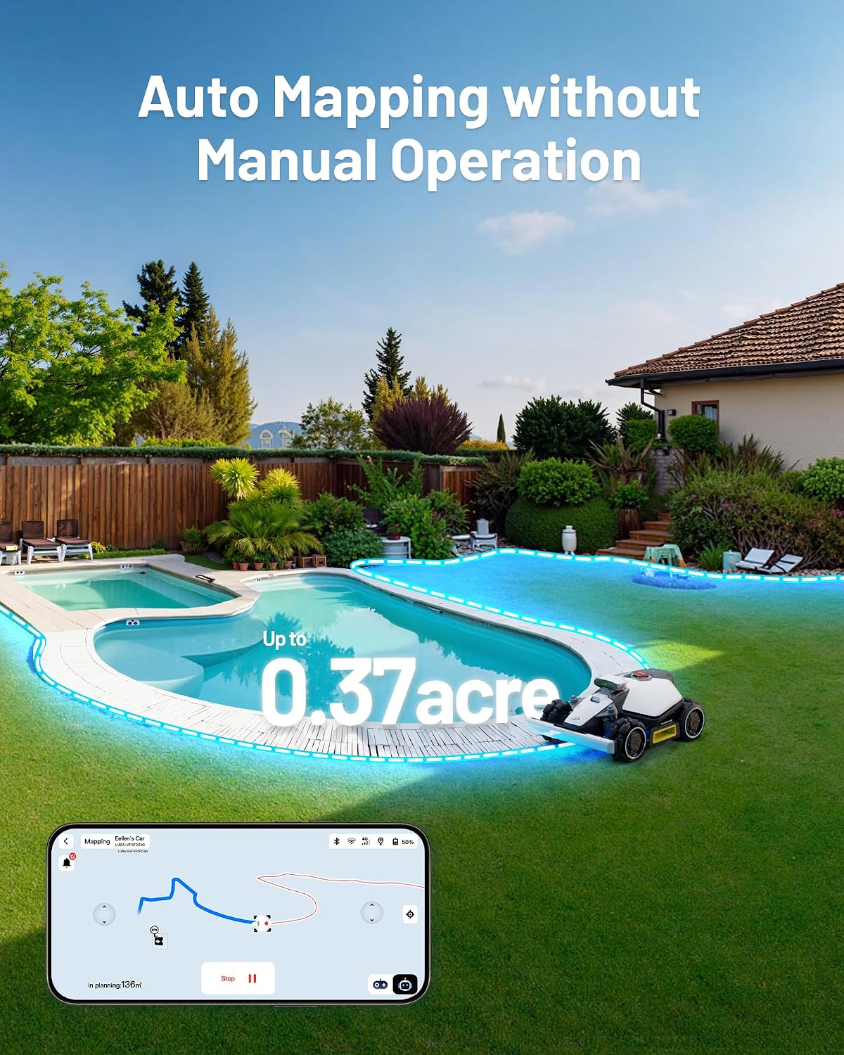 Mammotion LUBA mini AWD 800H Robot Lawn Mower, for 0.2 Acres, All-Wheel-Drive for 80% Slope, No Wire, No RTK Installation, Free NetRTK+AI Vision Positioning, Cutting Height 2.2'-4.0'