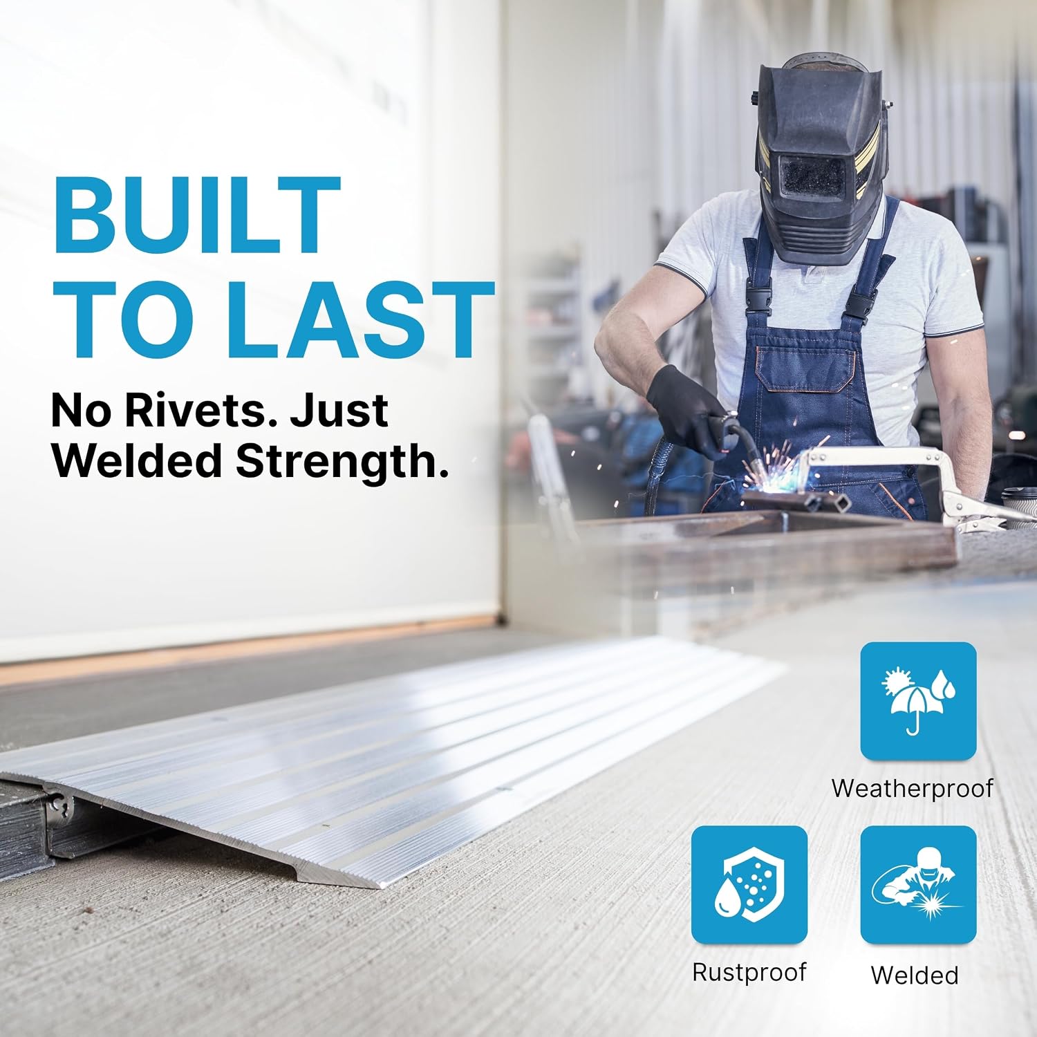 EZ-ACCESS - Threshold Ramps for Doorways - Portable Wheelchair Ramp for Home Steps, Aluminum Door Threshold Sliding Doors, Walker & Wheelchair Access - Adjustable Modular Transitions, 5' Rise