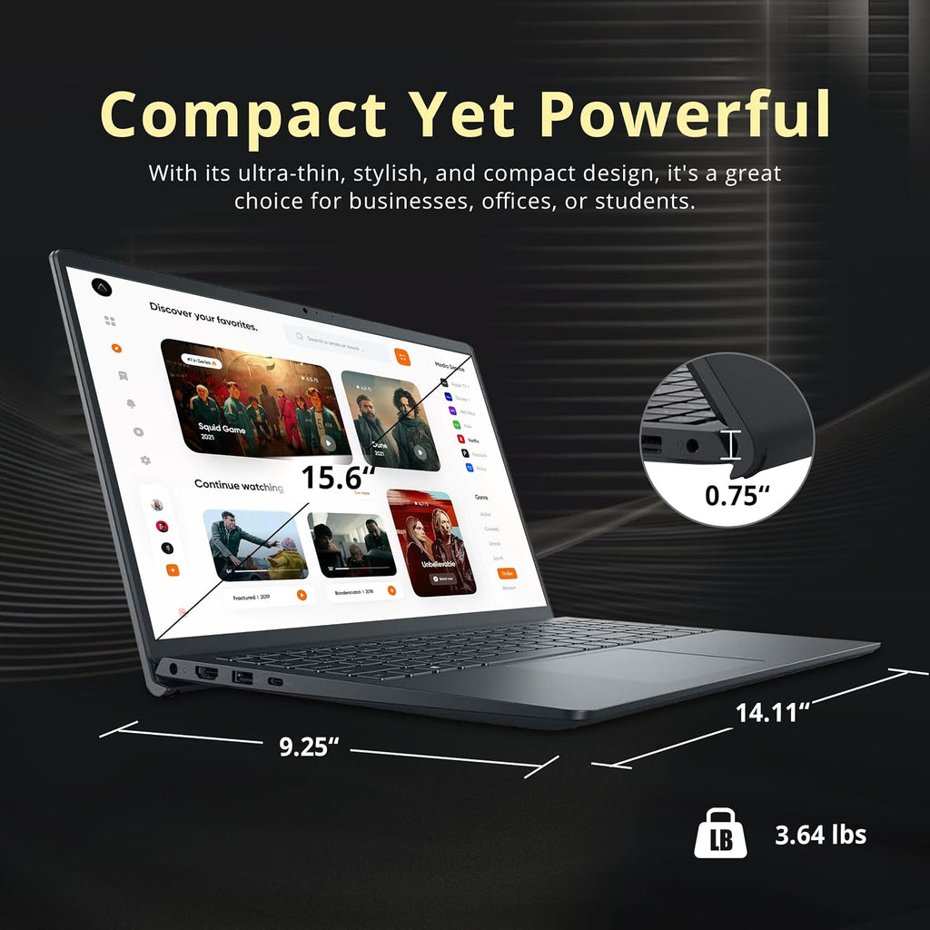Dell Inspiron 15.6' FHD Touchscreen Laptop, Intel i7-1355U, 16GB RAM, 2TB Storage (1TB SSD+1TB Docking Station Set), Intel UHD Graphics, Numeric Keypad, 720p Webcam, Wi-Fi 6, Win 11 Pro, Black