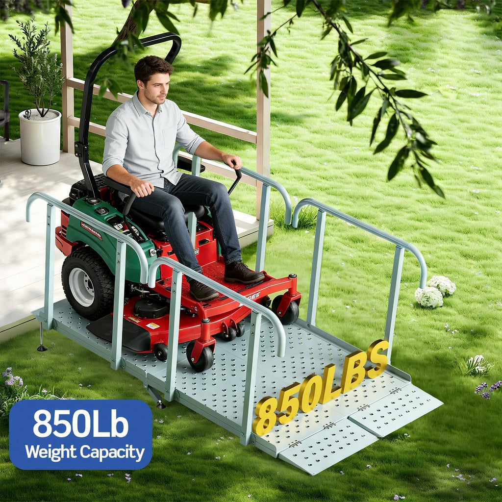 6'L x 36' W Portable Wheelchair Ramp with Handrails, Non-Slip Heavy Duty Handicap Ramp 850lbs Load Capacity, Wheelchair Ramp for Home Steps, Stairs, Doorway