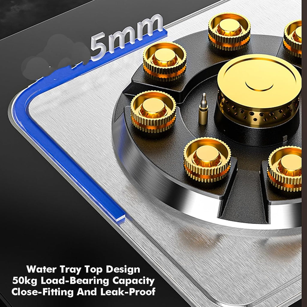 Gas Cooktop 1 Burner,5.2KW 9-Cavity Wok Burner,Tempered Glass with Flameout Protection,for Home Kitchen and Outdoor Use (NG/LPG)(NG)
