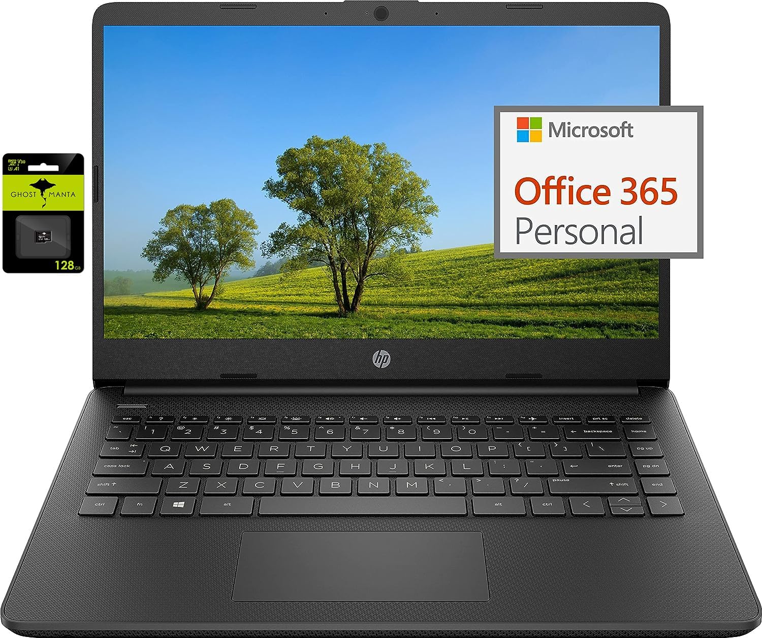 HP 14' Ultral Light Laptop for Students and Business, Intel Quad-Core N4120, 8GB RAM, 192GB Storage(64GB eMMC+128GB Micro SD), 1 Year Office 365, Webcam, HDMI, WiFi, USB-A&C, Win 11 S