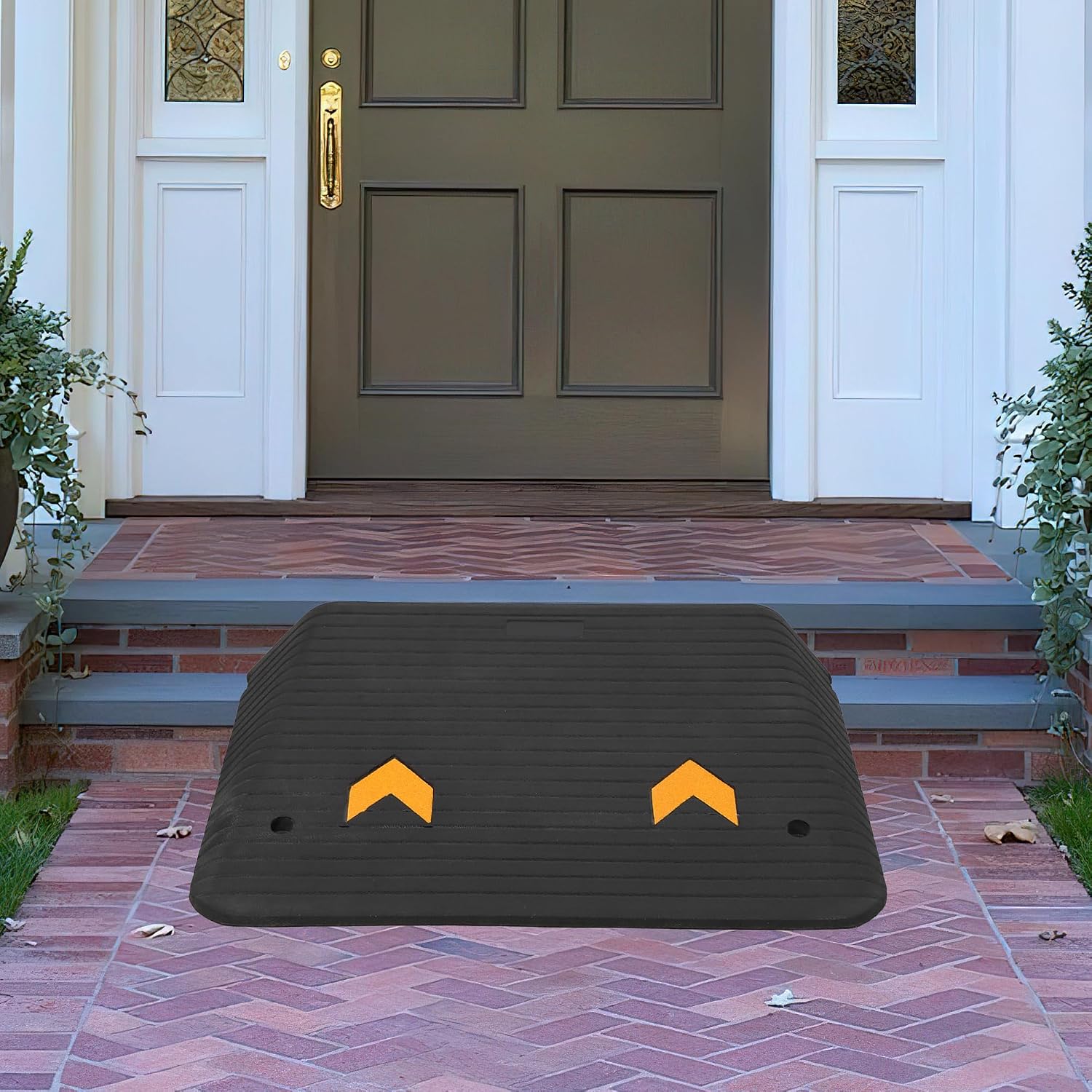 4' Rubber Threshold Ramp, 33000 Lbs Capacity Wheelchair Ramp with Non-Slip Surface, Portable Mobility Ramps for Doorways, Steps, Curbs, Driveways, Scooters & Walkers