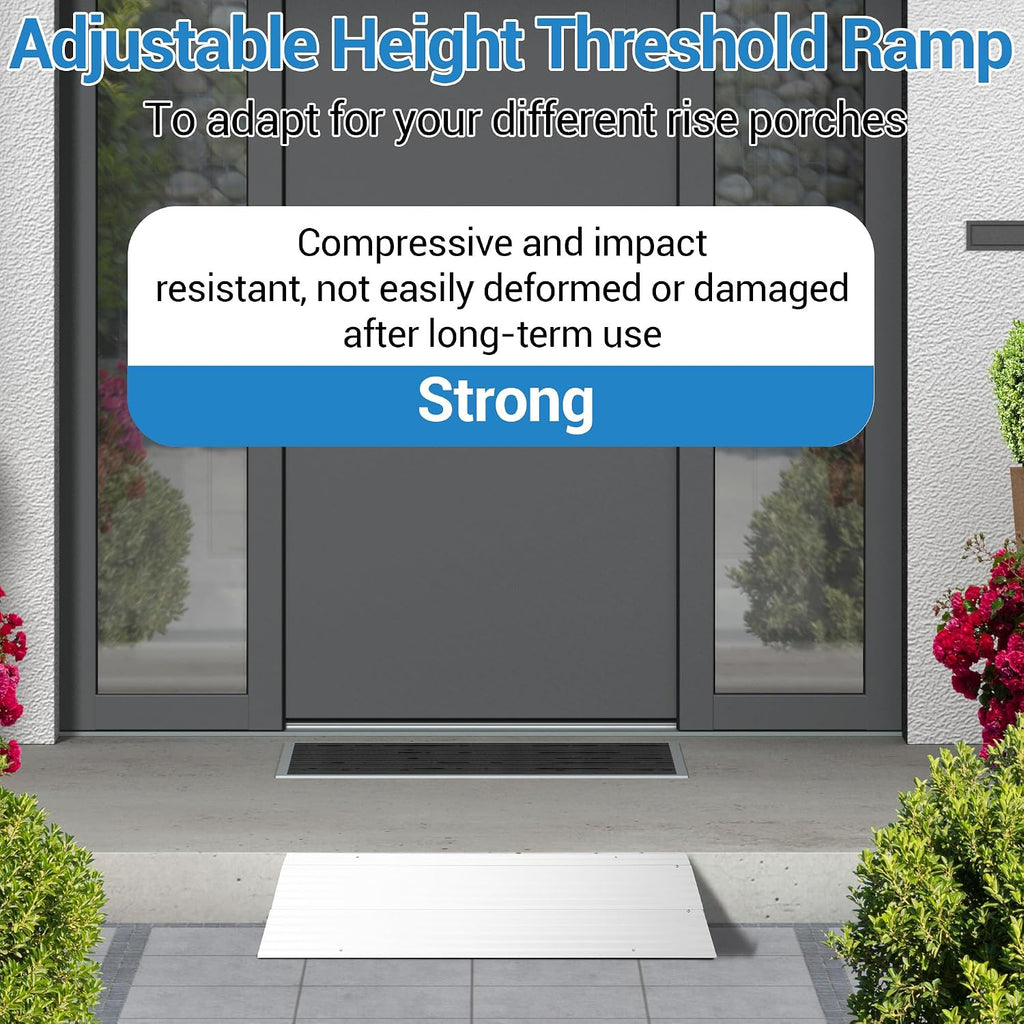 2' Rise Door Threshold Ramp,Aluminum Alloy Entry Ramp for Wheelchair Scooters Power Chairs Walkers
