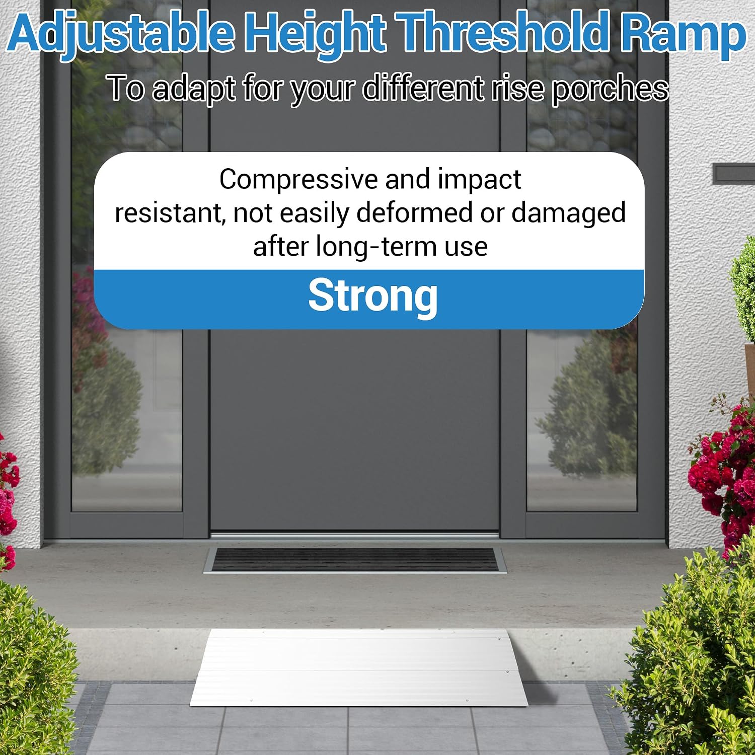 2' Rise Door Threshold Ramp,Aluminum Alloy Entry Ramp for Wheelchair Scooters Power Chairs Walkers