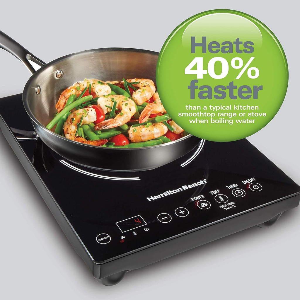 Hamilton Beach Portable Single Induction Cooktop 1800W 10 Temp Settings Black 34104 and Hamilton Beach Wave Action Blender 700W 40oz Jar 12 Functions 58148A
