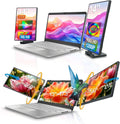 14.1-inch 1200P Portable Triple Laptop Monitor Extender (with USB Docking Station) 1920x1200 FHD IPS Foldable Plug and Play Travel Home Office External Screen Compatible with HDMI,USB-A & USB-C