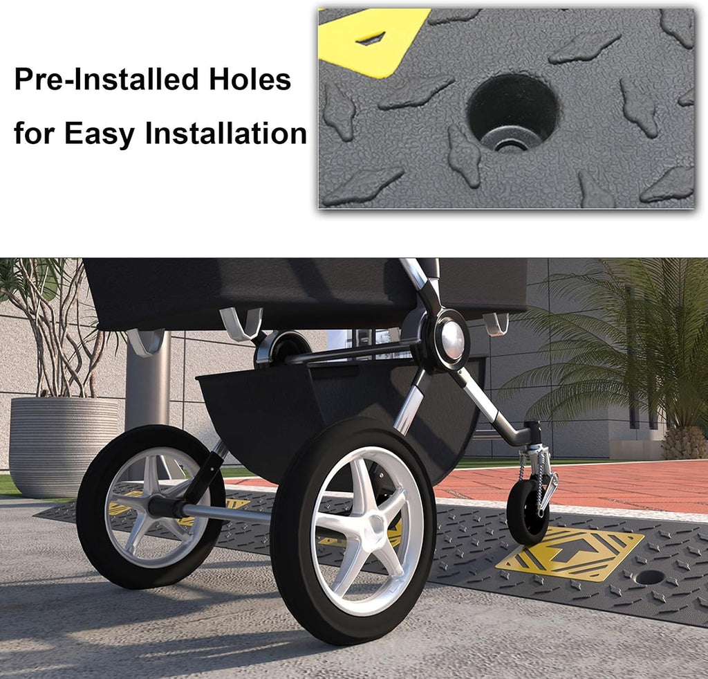 Heavy Duty 6614lb/3000kg Curb Ramp, Non-Slip Surface, Threshold Ramp with Yellow Arrow, Suitable for Car, Motorcycle, Bike, Wheelchair(50 * 50 * 10cm/20 * 20 * 4in)