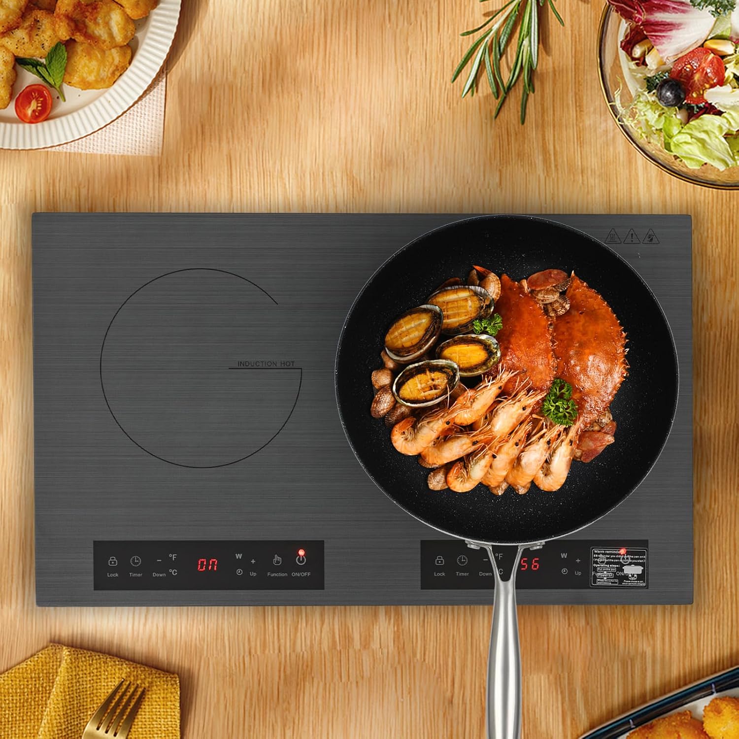 DYRABREST 4000W Dual-Zone Induction Cooktop Portable Induction Cooke Compact Electric Stove with Sensor Touch & 3H Timer for RV, Camping, Dorms, and Small Kitchens