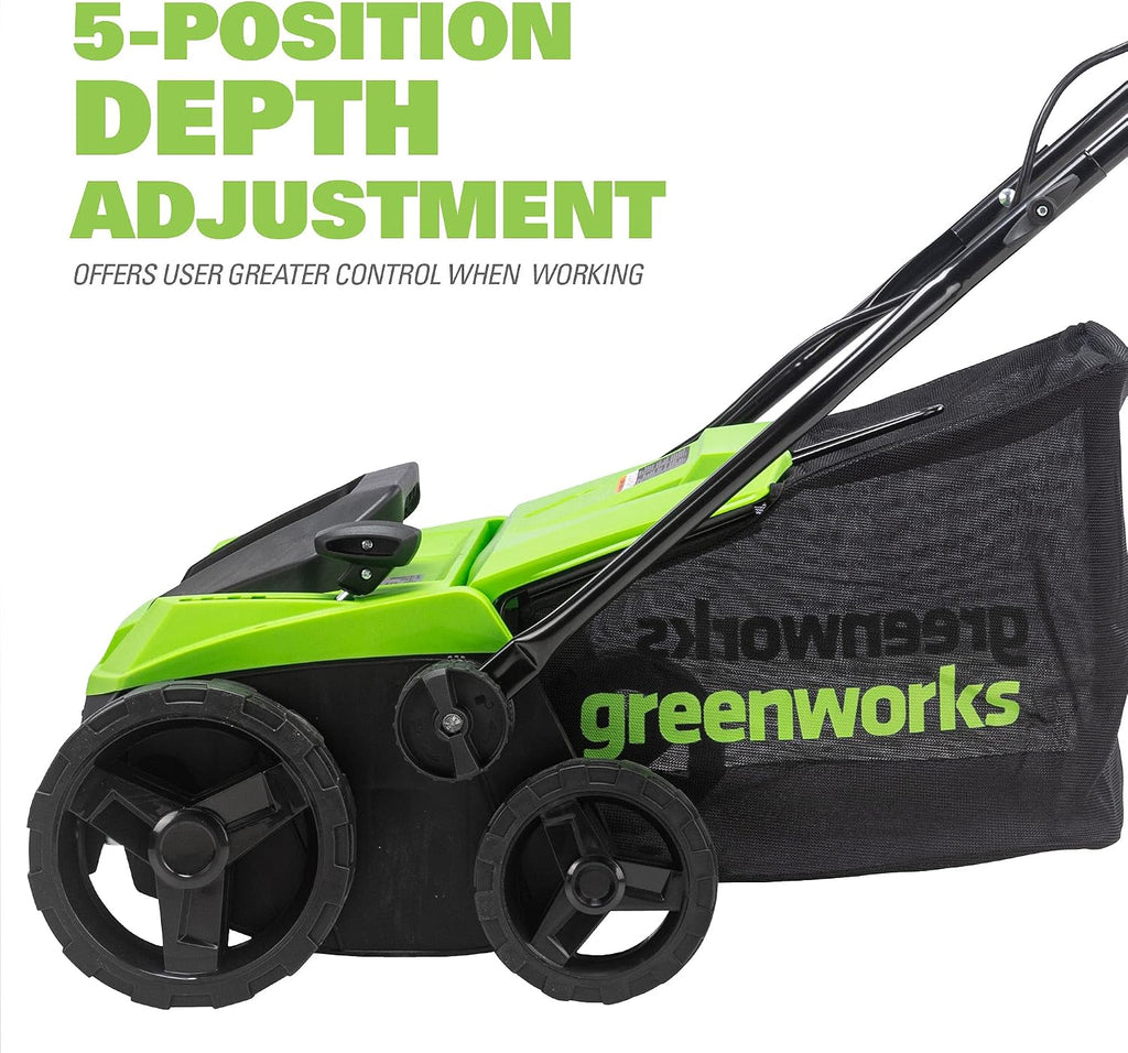 Greenworks 13 Amp 14-Inch Corded Dethatcher / Scarifier, DT13B00