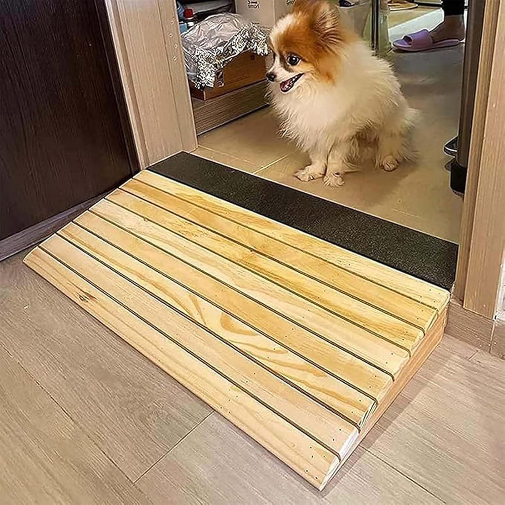 Wooden Threshold Ramps 31.5x13x5in, Home Entry Ramps, Assisted Uphill Ramp, Non-Slip Wheelchair Threshold Ramp, for Pets/Kids/Elderly/Disabled,Wheelchairs Walkers Car Motorcycle