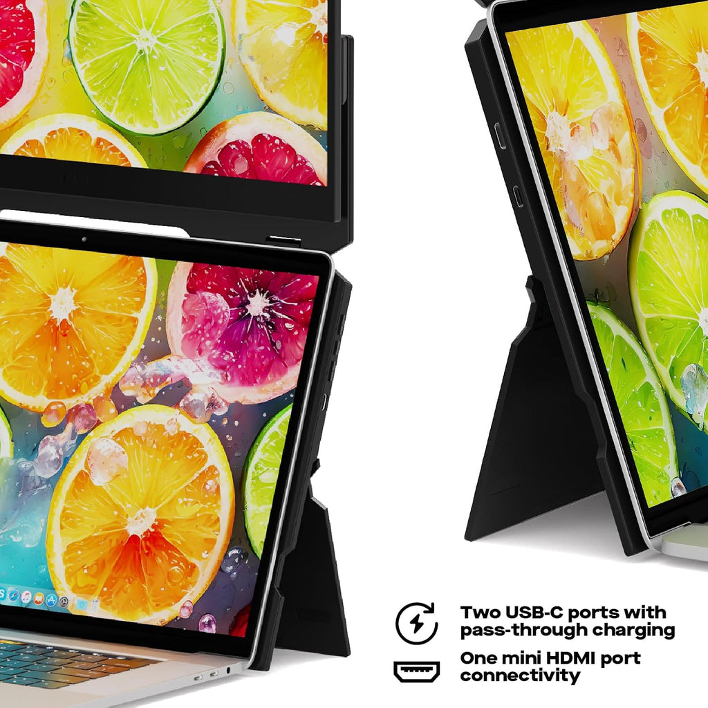 Duex Float Mobile Pixels 15.6' Laptop Screen Extender, 1080P FHD IPS Stacked Portable Monitor, USB C/HDMI Travel Extended Computer Display with Built-in Kickstand,Plug and Play