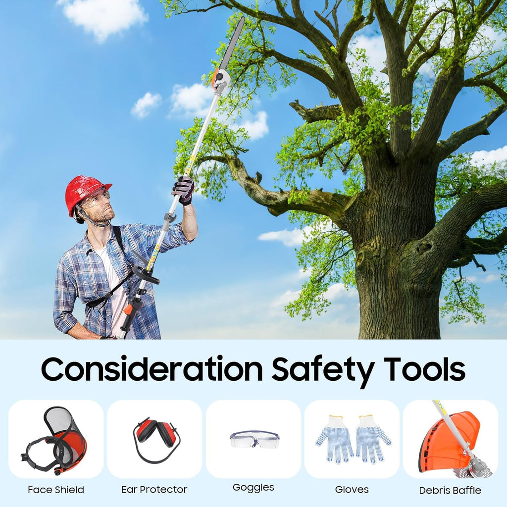 2026 New 52CC 2-Stroke Gas Weed Wacker, 5-in-1 Multi-Functional Lawn Mower Garden Hedge Trimmer String Trimmer Pole Chainsaw with Extension Pole, Weed Eater for Grass and Bush