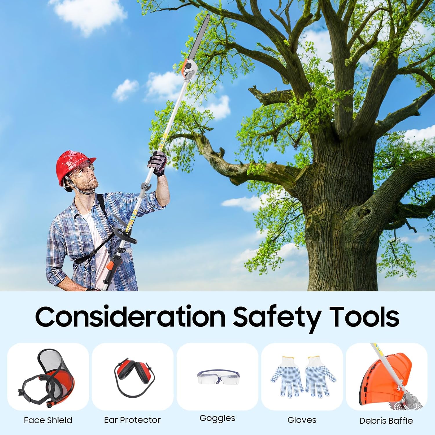 2026 New 52CC 2-Stroke Gas Weed Wacker, 5-in-1 Multi-Functional Lawn Mower Garden Hedge Trimmer String Trimmer Pole Chainsaw with Extension Pole, Weed Eater for Grass and Bush