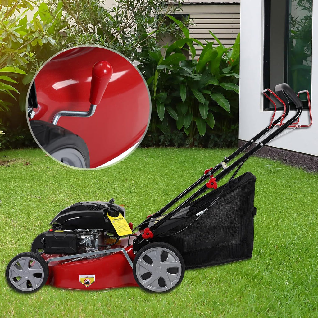 3 in 1 Self-Propelled Gas Lawn Mower with 141cc Engine,20 Inch Cutting Deck&50L Grass Bag-Push Walk-Behind Mower with Big Wheels,8-Level Height Adjustment,and Foldable Design for Effortless Lawn Care