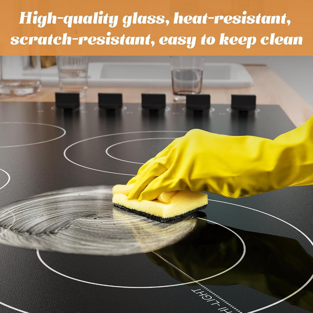 Karinear 36 Inch Electric Cooktop, Knob Control 5 Burner Electric Stove Top, Over-Temperature Protection, Hot Surface Indicator,36' Drop-in, Hard Wire 240V