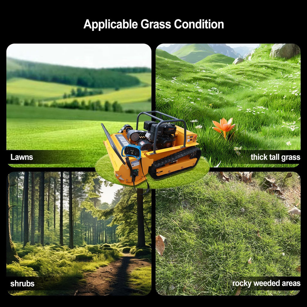 Remote Control Lawn Mower,459cc EPA Engine,39.4' Hybrid Commercial Mower - Conquer 55° Slopes & Rugged Terrain,Powerful Gas-Electric Crawler - Effortlessly Tames Steep Hills & Tough Landscapes