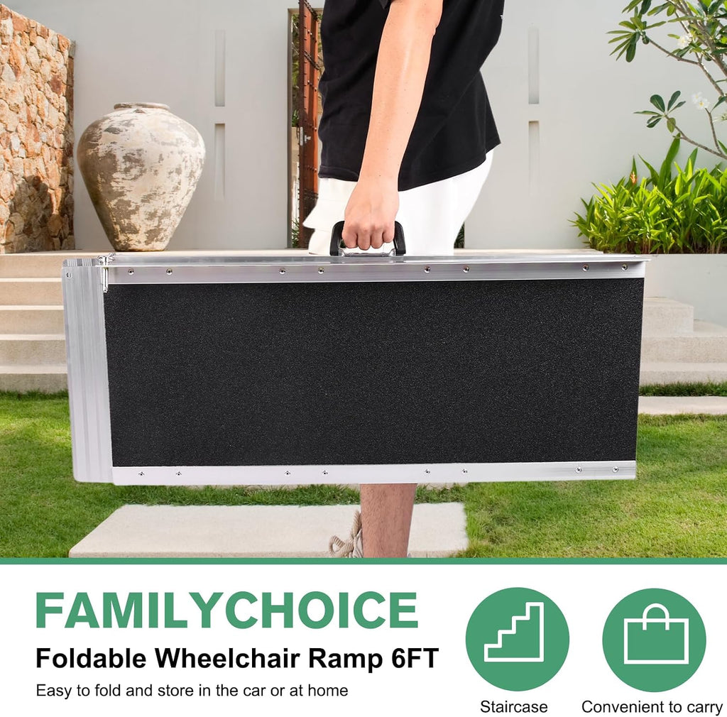 Portable Wheelchair Ramp Folding Aluminum Door Threshold Wheelchair Ramp Wheel Chair Ramp for Home Steps Stairs Entry Threshold Doorways