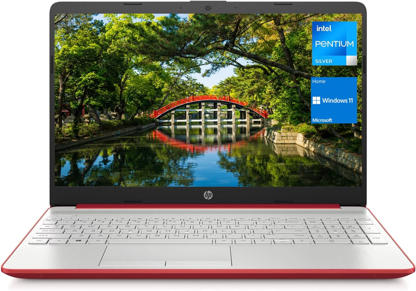 HP 15.6' HD Laptop for Business and Student, Intel Pentium Silver N5030, 16GB RAM, 1TB SATA SSD, Webcam, Media Card Reader, RJ45, HDMI, Wi-Fi, Windows 11 Home, Scarlet Red, KKE Accessories