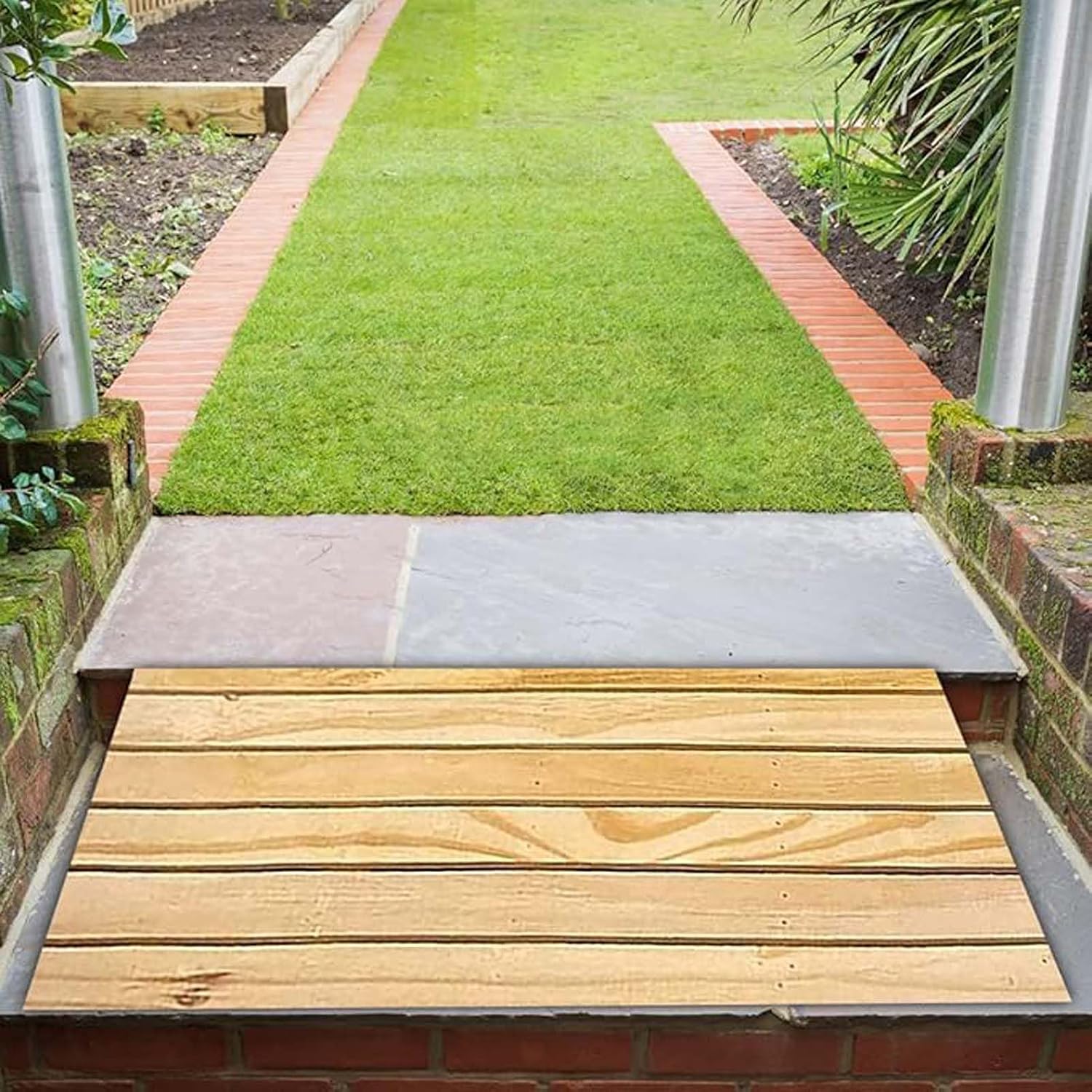 Threshold Ramps 27.5x17x7in, Portable Access Ramps, Wooden Portable Wheelchair Ramp, Transition Ramp for Doorway, Easily Carried, for Wheelchair/Walker/Cart/Scooter