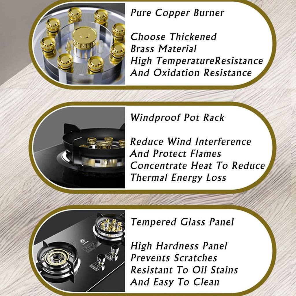 Propane Stove,2 Burners Portable Propane Stove,tempered Glass Gas Cooktop,Maximum 15354BTU for Food Trucks and Family Restaurants (Color : LPG, Size : Style 1)
