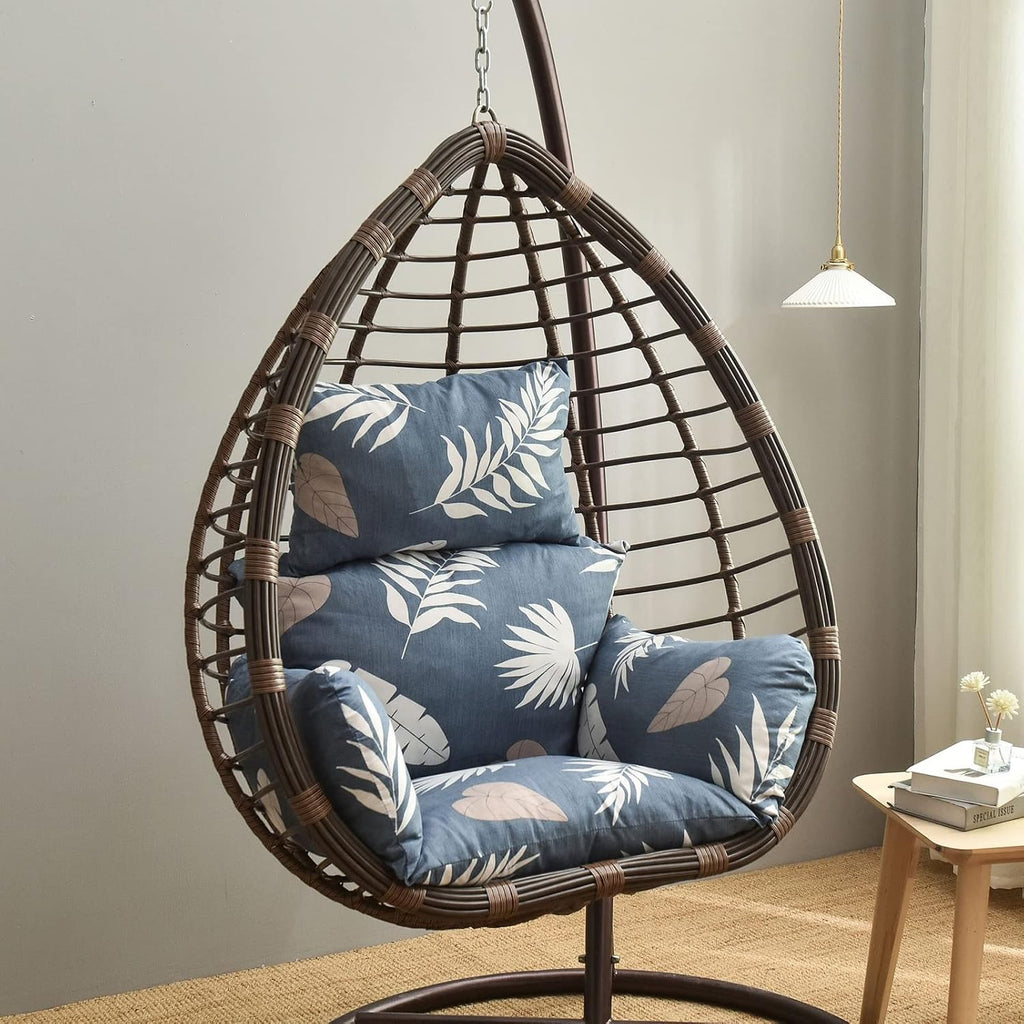 HUHJYUGE Egg Chair Cushion Only, Outdoor Hanging Swing Chair Seat Cushion Replacement, Thicken Waterproof Washable Hammock Chair Cushion with Headrest and Armrests, for Garden