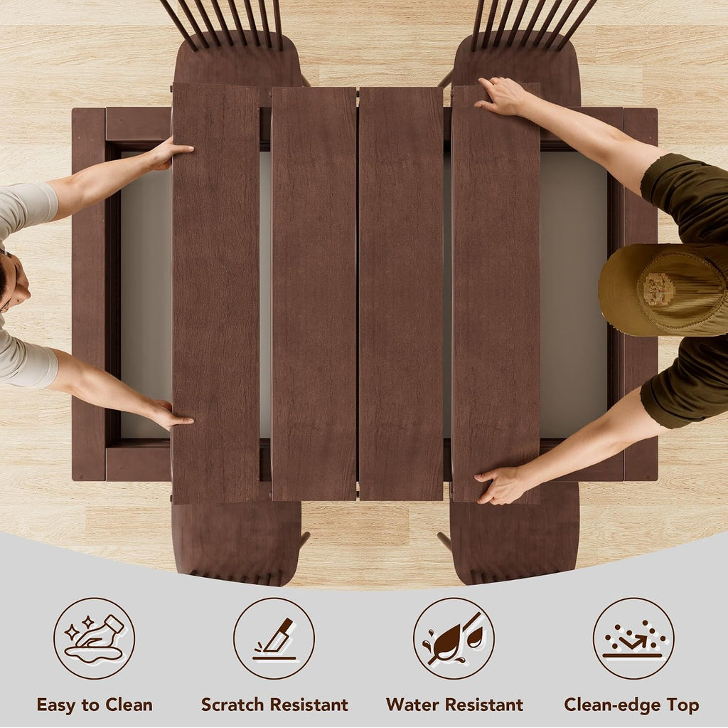 Convertible Board Game Table for 4-6 Players, Spacious Gaming Space w/Clean-Edge Table Top, Non-Slip Play Mat, Cup Holder & Game Tray, Dining Table w/Storage for DND, Poker Card, Family Dinner