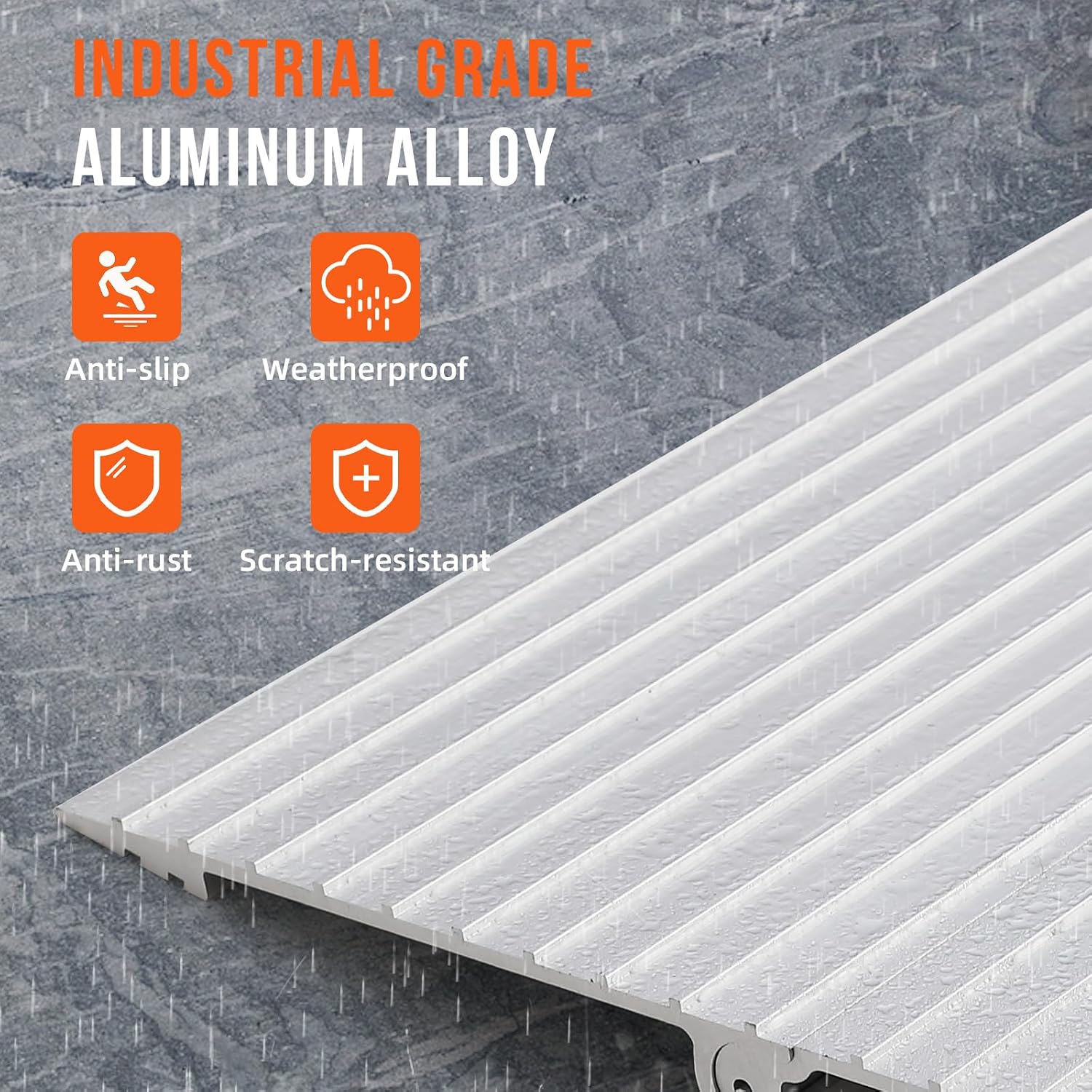 5' Door Threshold Ramp, Aluminum Entry Ramp, Non-Slip Surface, 800Lbs Load Capacity, Adjustable for Wheelchairs, Strollers, Scooters, Power Chairs