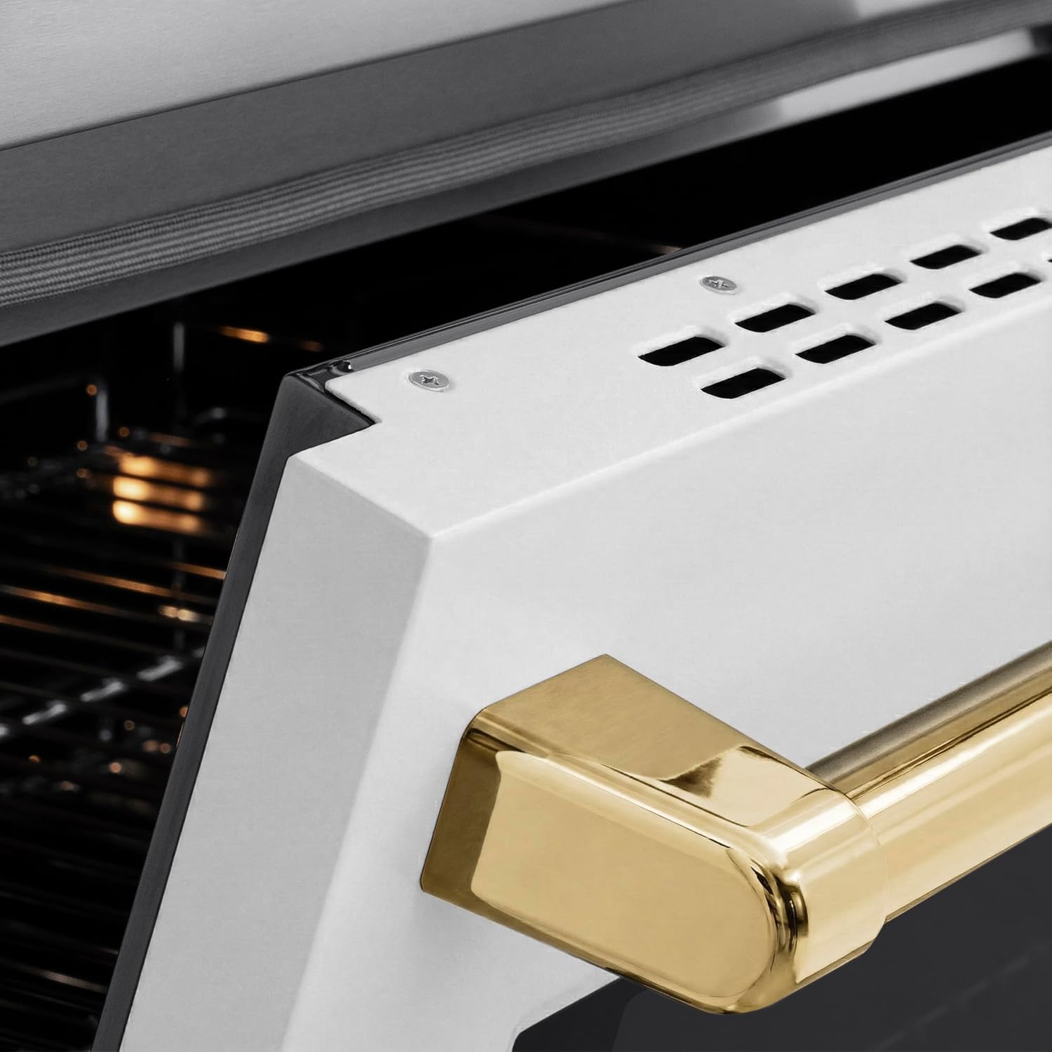 ZLINE Autograph Edition 30 in. 4.2 cu. ft. Paramount Induction Range with 4 Element Cooktop and Electric Convection Oven in Satin Stainless Steel with White Matte Door and Polished Gold Accents