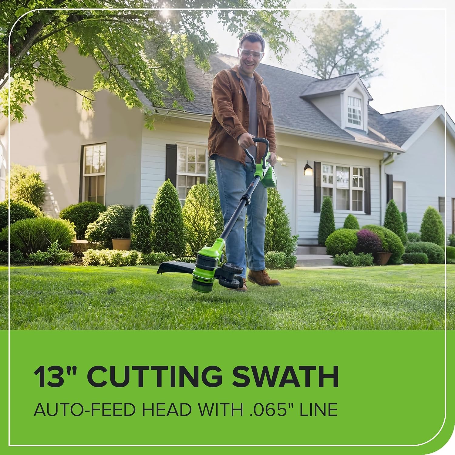Greenworks 40V 13' Cordless String Trimmer/Weed Wacker + Edger (Includes 20 Blades), 2.0Ah Battery and Charger Included