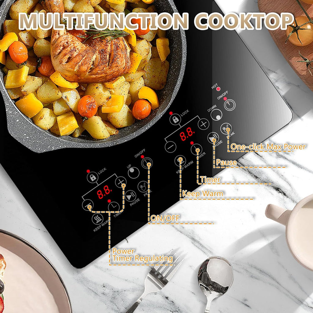 2000W 12 inch two burner Electric cooktop stove top burner estufa eléctrica de mesa portable cooktop electric burner parrilla eléctrica para cocinar portable electric burners for cooking